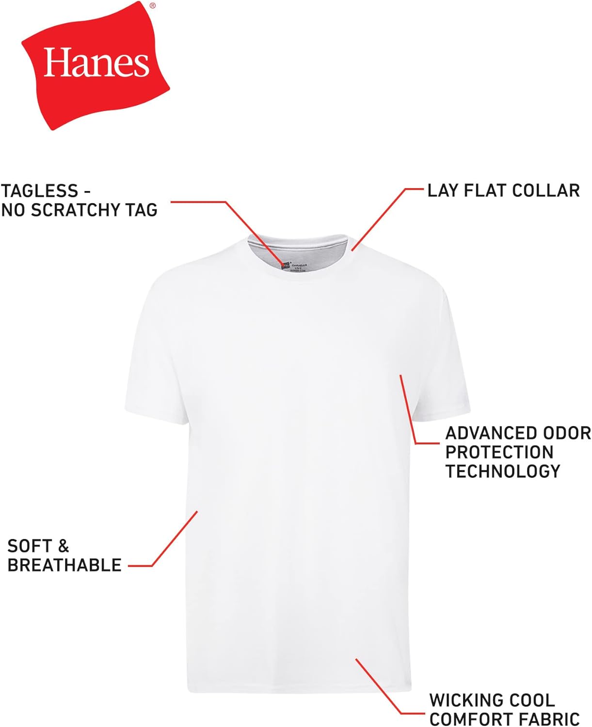 Men's Cotton, Moisture-Wicking Crew Tee Undershirts White